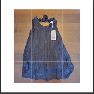 Angelay Moda silk blend dark navy blouse size small